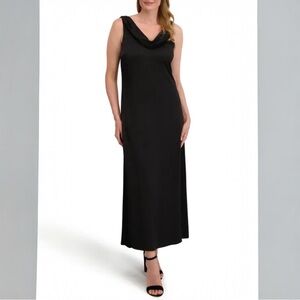 Laundry by Shelli Segal Roxanne Black Onyx Cowl Neck Maxi Dress NWT Size 2